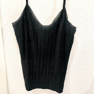 vintage 90s DALIA Black crushed velvet strappy tank w/lace trim. Size XL.